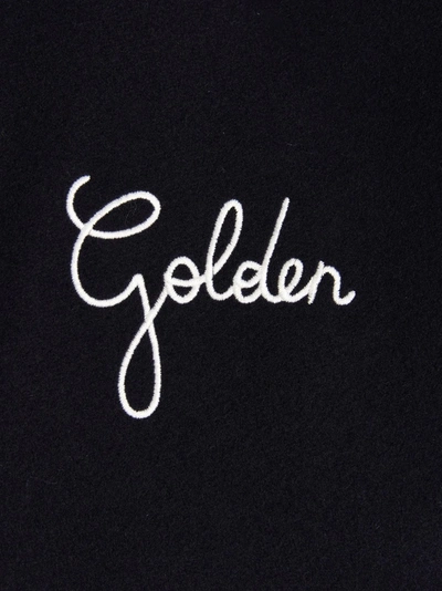 Shop Golden Goose Logo Embroidery Bomber Jacket Coats, Trench Coats Blue