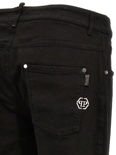 Shop Philipp Plein Logo Embroidery Skinny Jeans Black