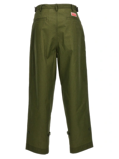 Shop Kenzo Oversized Straight Pants Green