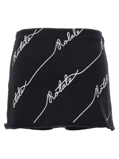 Rotate Birger Christensen Rotate Women Cotton Blend Shorts With Contrasting Logo In Black
