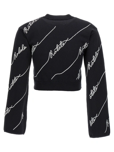 Shop Rotate Birger Christensen Sequin Logo Sweater, Cardigans White/black
