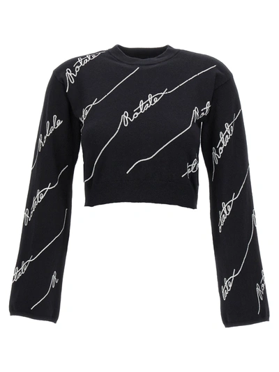 Shop Rotate Birger Christensen Sequin Logo Sweater, Cardigans In White/black