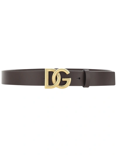 Shop Dolce & Gabbana Leather Logoed Belt