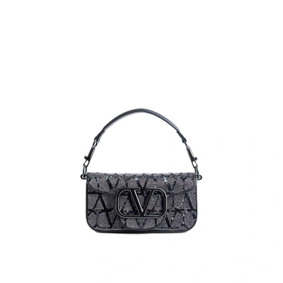 Shop Valentino Sequined Toile Iconographe Bag In Black