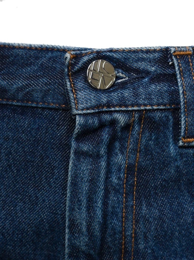 Shop Totême Cropped Straight Jeans In Blue Denim Cotton Woman