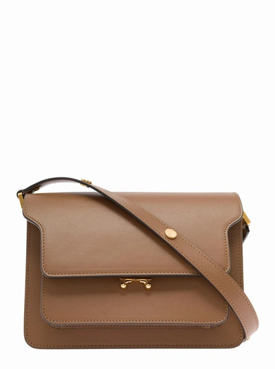 Shop Marni Woman's Brown Leather Crossbody Bag