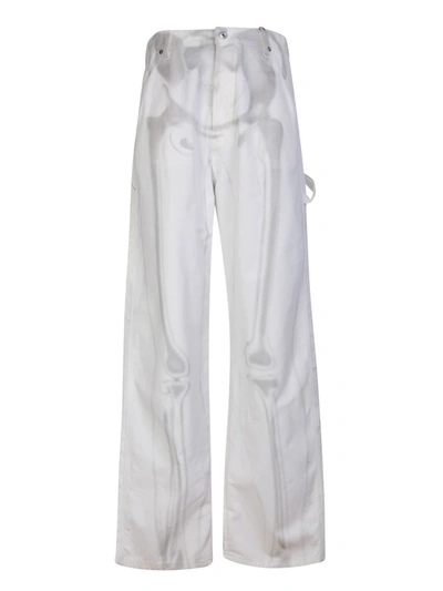 Off-white Carpenter Body Scan Print Loose-fitting Jeans In White