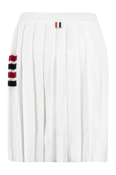 Shop Thom Browne Pleated Knitted Skirt In White
