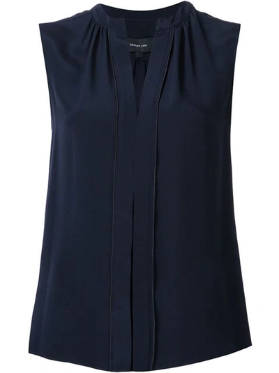 Derek Lam Kara Sleeveless Silk Blouse In Blue