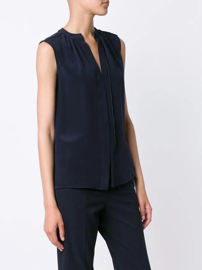 Shop Derek Lam Kara Sleeveless Silk Blouse In Blue