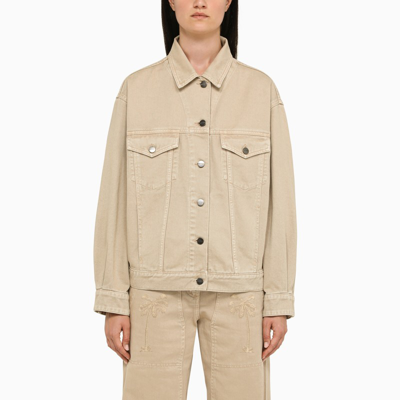 Shop Palm Angels | Beige Cotton Oversize Jacket