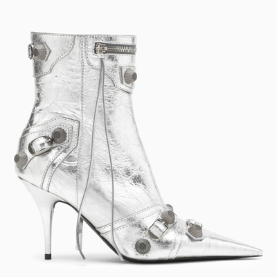 Shop Balenciaga | Metallic Silver Leather Cagole Ankle Boot