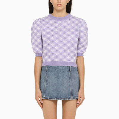 Shop Alessandra Rich | Lilac Crew-neck Sweater With Rhinestones In Purple