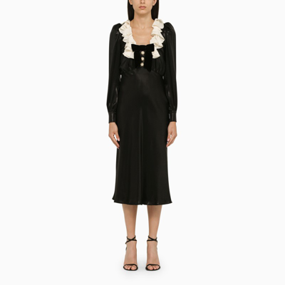 Shop Alessandra Rich | Glossy Black Midi Dress