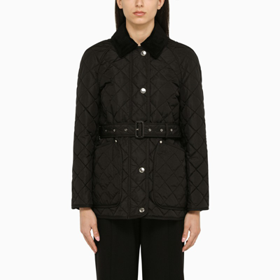 Burberry Ekd-embroidered Diamond-quilted Jacket In Black