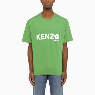 Shop Kenzo Wide Green T-shirt With Logo