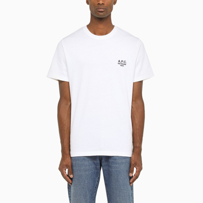 Shop Apc White Crew-neck T-shirt With Logo