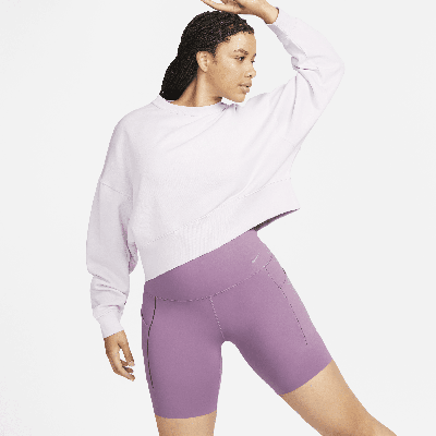Shop Nike Women's Universa Medium-support High-waisted 8" Biker Shorts With Pockets In Purple