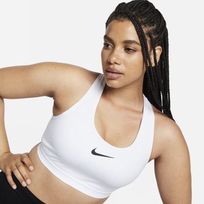 Shop Nike Women's Swoosh High Support Non-padded Adjustable Sports Bra In White