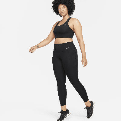 Shop Nike Women's Universa Medium-support High-waisted 7/8 Leggings With Pockets In Black