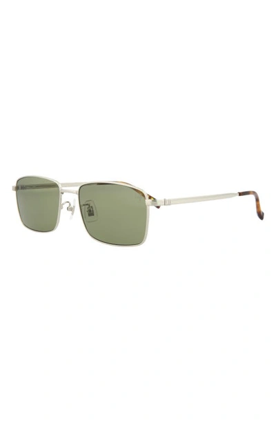 Shop Dunhill Core 57mm Square Sunglasses In Silver Silver Green