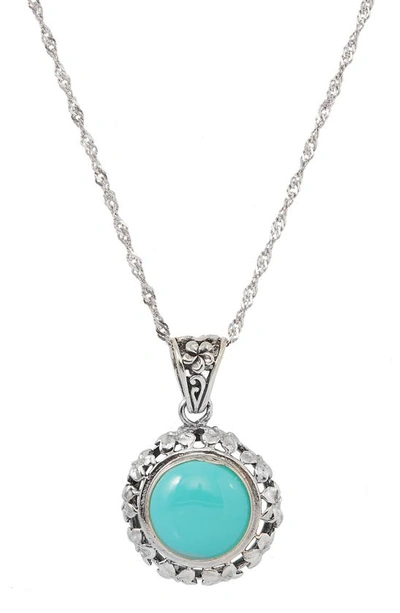 Shop Savvy Cie Jewels Sterling Silver Turquoise Medallion Pendant Necklace In Metallic Silver