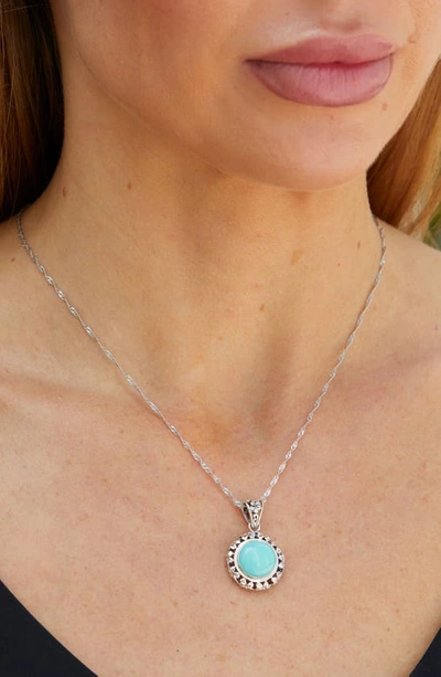 Shop Savvy Cie Jewels Sterling Silver Turquoise Medallion Pendant Necklace In Metallic Silver