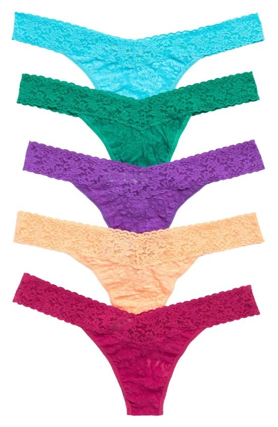 Shop Hanky Panky 5-pack Low Rise Thongs In Tribeca