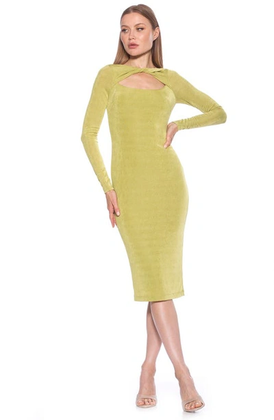 Shop Alexia Admor Tanya Twist Front Cutout Midi Dress In Chartreuse