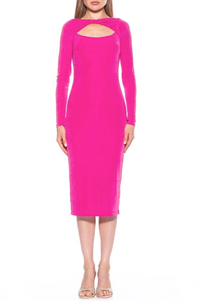 Shop Alexia Admor Tanya Twist Front Cutout Midi Dress In Magenta