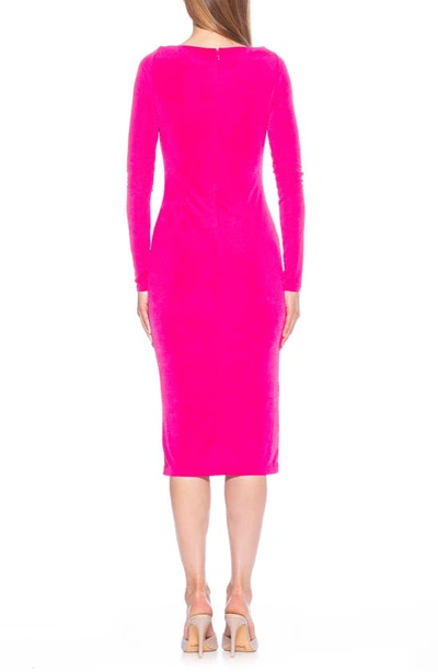 Alexia Admor Tanya Twist Front Cutout Midi Dress In Magenta