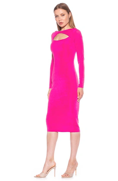 Alexia Admor Tanya Twist Front Cutout Midi Dress In Magenta