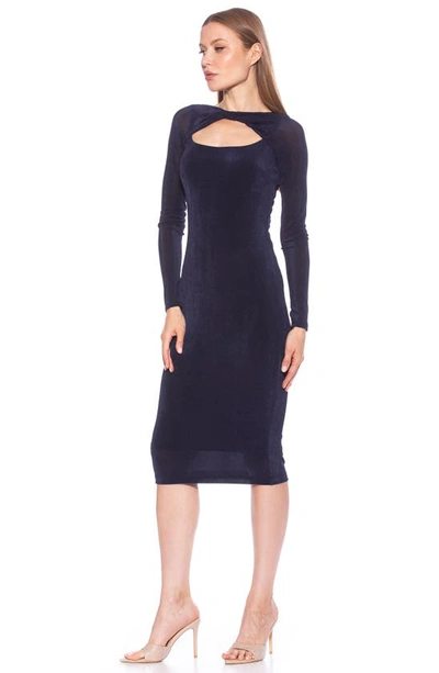 Shop Alexia Admor Tanya Twist Front Cutout Midi Dress In Lapis
