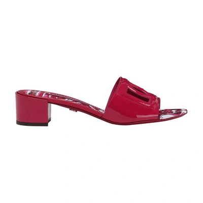 Shop Dolce & Gabbana Cut Out Patent Leather Mules In Cyclamen
