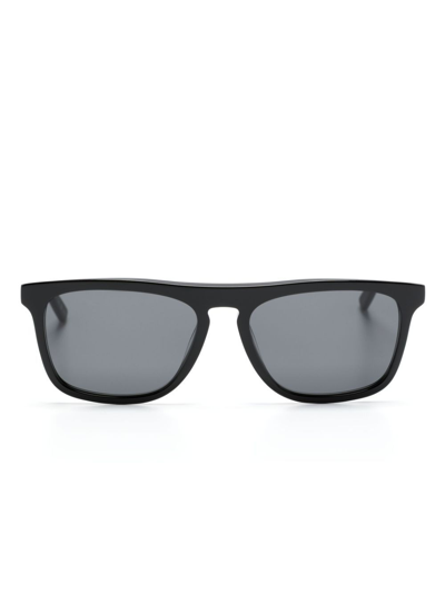 Shop Saint Laurent Rectangle-frame Sunglasses In Black