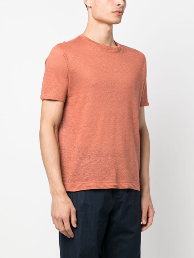 Shop Cruciani Mélange Linen T-shirt In Orange