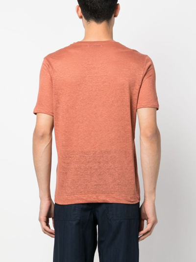 Shop Cruciani Mélange Linen T-shirt In Orange