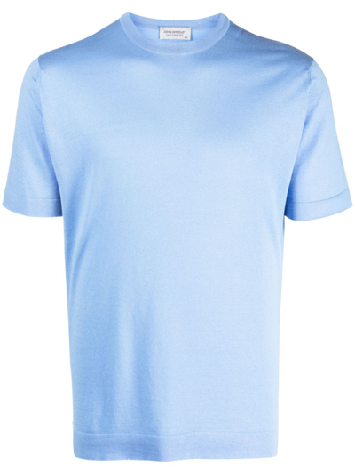 Shop John Smedley Crew-neck Cotton T-shirt In Blue