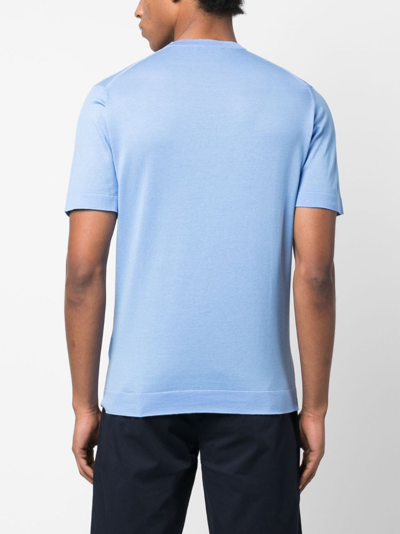 Shop John Smedley Crew-neck Cotton T-shirt In Blue