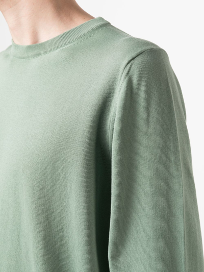Shop Canali Fine-knit Crew-neck Sweatshirt In Green