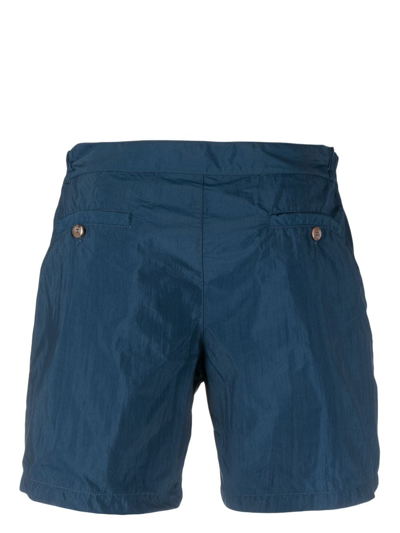Shop Canali Off-centre Fastening Swim Shorts In Blue