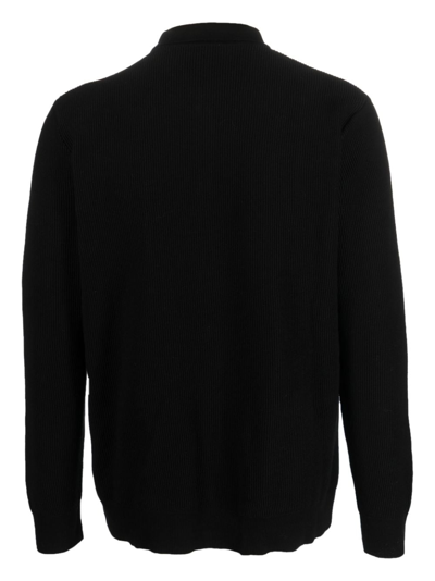 Shop Sunspel Fine-knit Long-sleeve Cardigan In Black