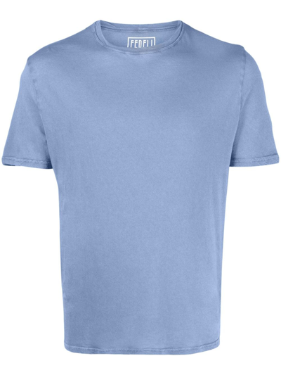 Shop Fedeli Crew-neck Cotton T-shirt In Blue