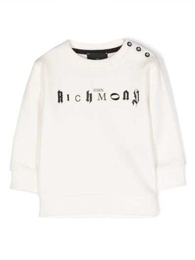 Shop John Richmond Junior Logo-print Cotton Sweatshirt In White