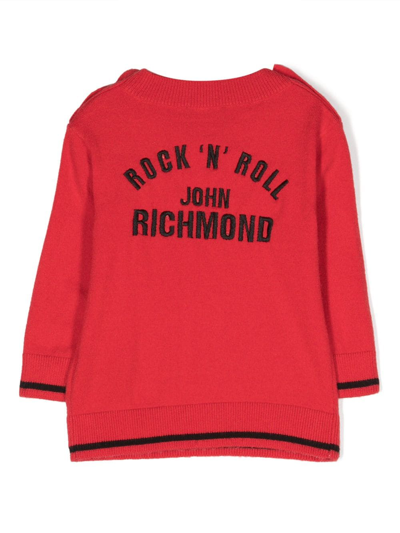 Shop John Richmond Junior Logo-patch Knitted Sweatshirt In Red