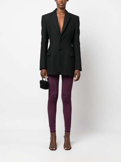 Pinko Logo-print Pattern Leggings In Schwarz