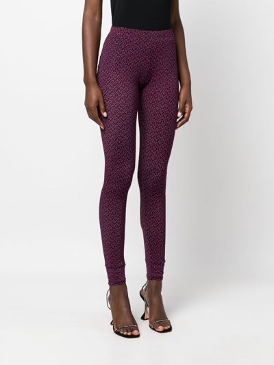 Pinko Logo-print Pattern Leggings In Schwarz