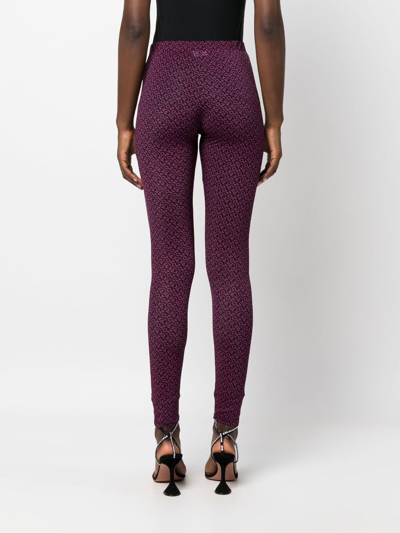 Pinko Logo-print Pattern Leggings In Schwarz