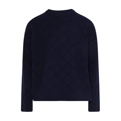 Shop Bottega Veneta 3d Intrecciato Sweater In Navy