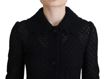 Shop Dolce & Gabbana Black Button Down Long Blazer Cotton Women's Jacket